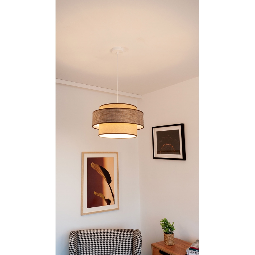 Luster na sajli GRACE 1xE27/60W/230V bež/smeđa