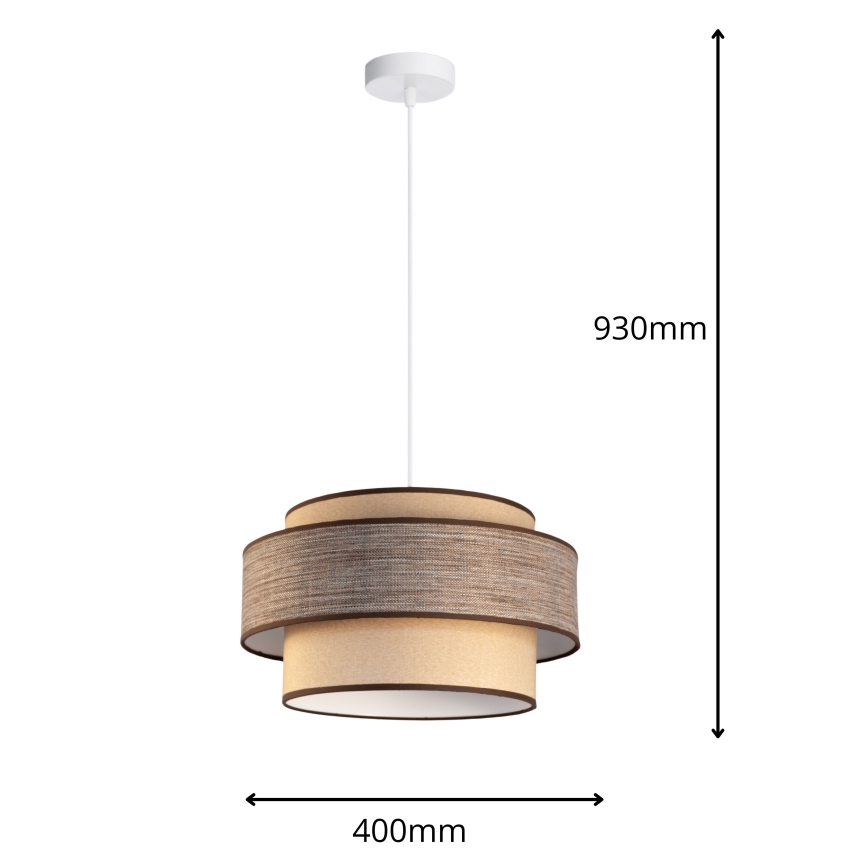 Luster na sajli GRACE 1xE27/60W/230V bež/smeđa