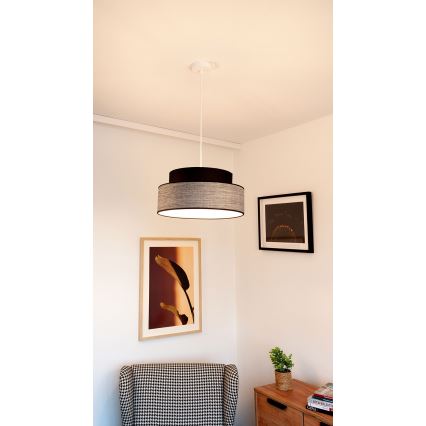 Luster na sajli GRACE 1xE27/60W/230V crna/siva