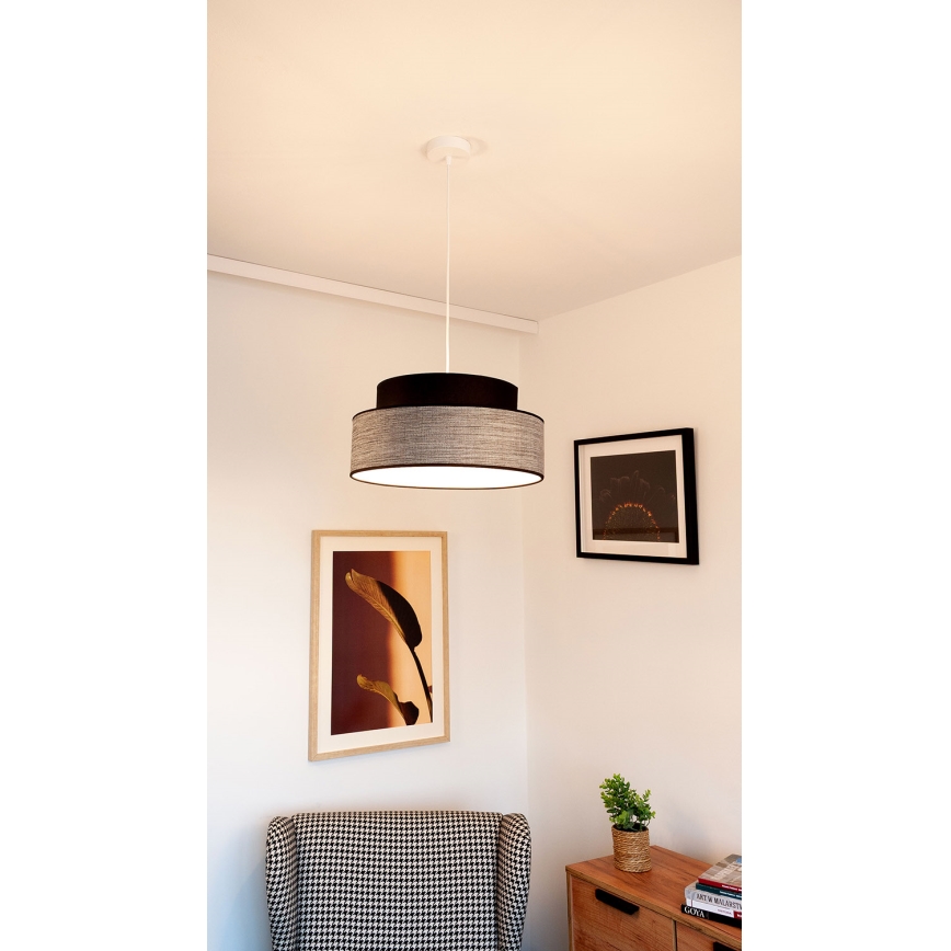 Luster na sajli GRACE 1xE27/60W/230V crna/siva
