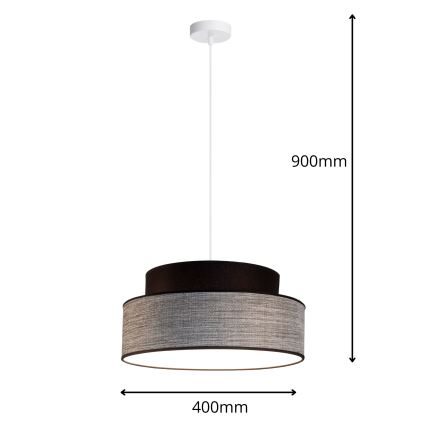 Luster na sajli GRACE 1xE27/60W/230V crna/siva