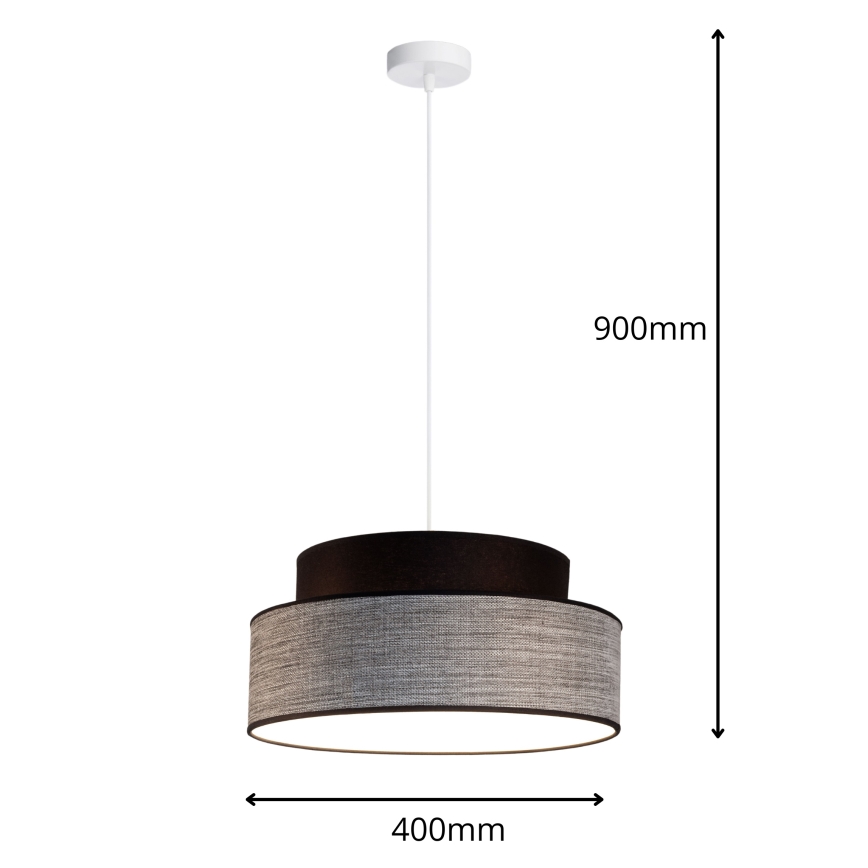 Luster na sajli GRACE 1xE27/60W/230V crna/siva