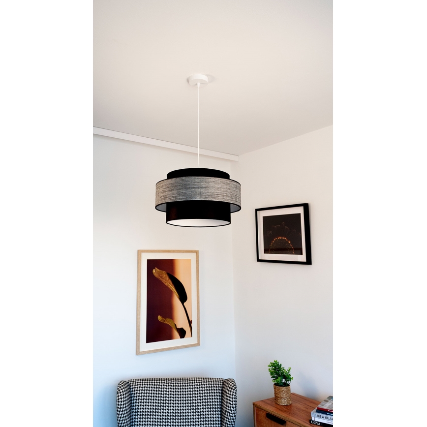 Luster na sajli GRACE 1xE27/60W/230V crna/siva