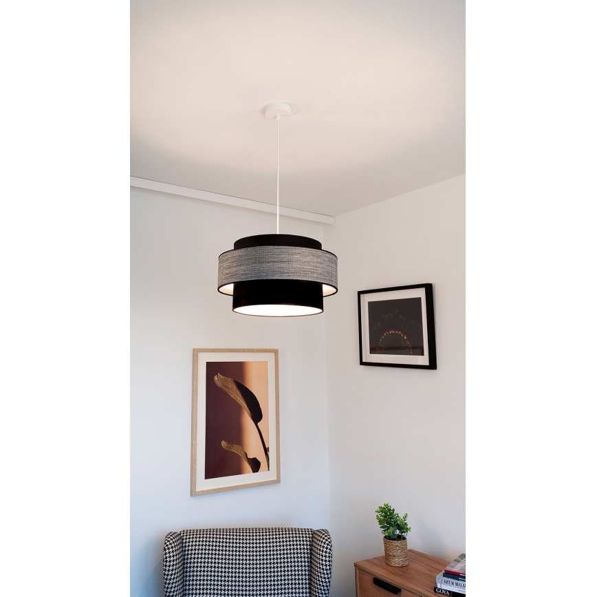 Luster na sajli GRACE 1xE27/60W/230V crna/siva