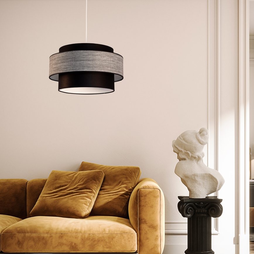 Luster na sajli GRACE 1xE27/60W/230V crna/siva
