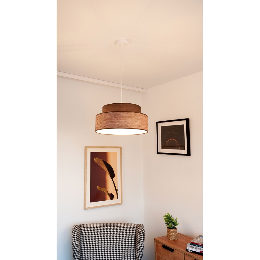Luster na sajli GRACE 1xE27/60W/230V smeđa/bež