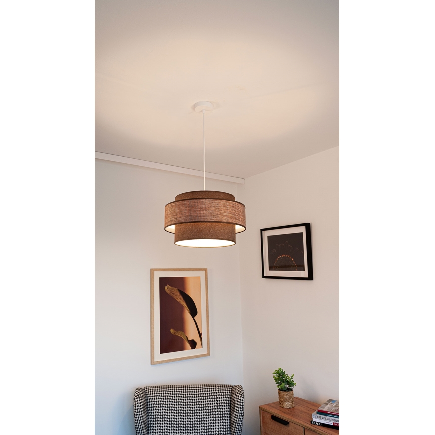 Luster na sajli GRACE 1xE27/60W/230V smeđa/bež