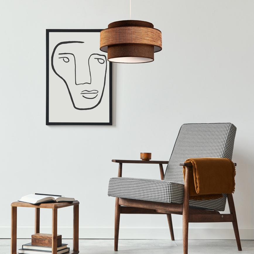 Luster na sajli GRACE 1xE27/60W/230V smeđa/bež