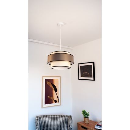 Luster na sajli GRACE 1xE27/60W/230V Ø 40 cm krem/siva