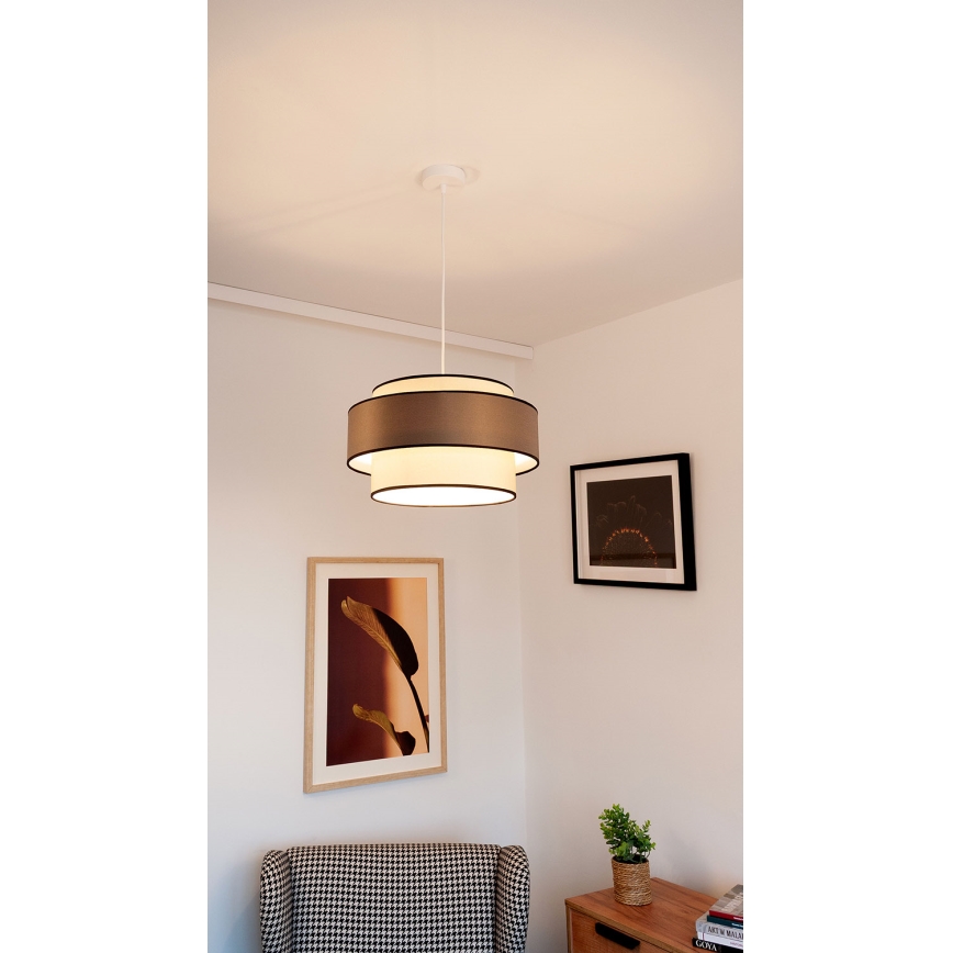Luster na sajli GRACE 1xE27/60W/230V Ø 40 cm krem/siva