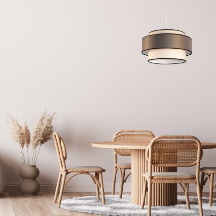 Luster na sajli GRACE 1xE27/60W/230V Ø 40 cm krem/siva