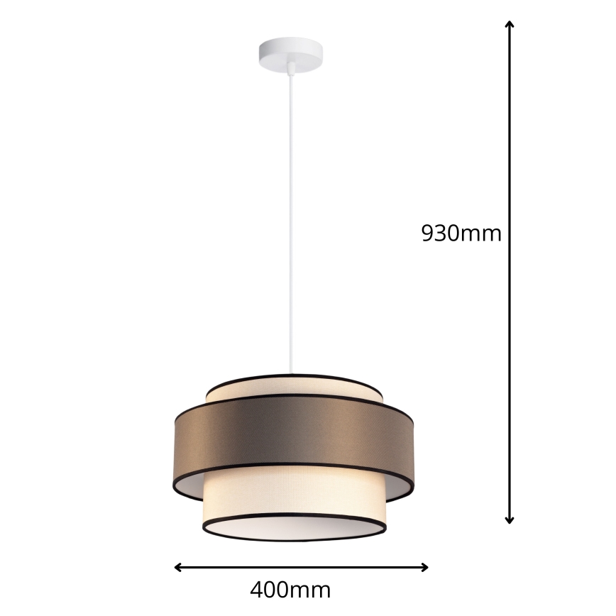 Luster na sajli GRACE 1xE27/60W/230V Ø 40 cm krem/siva