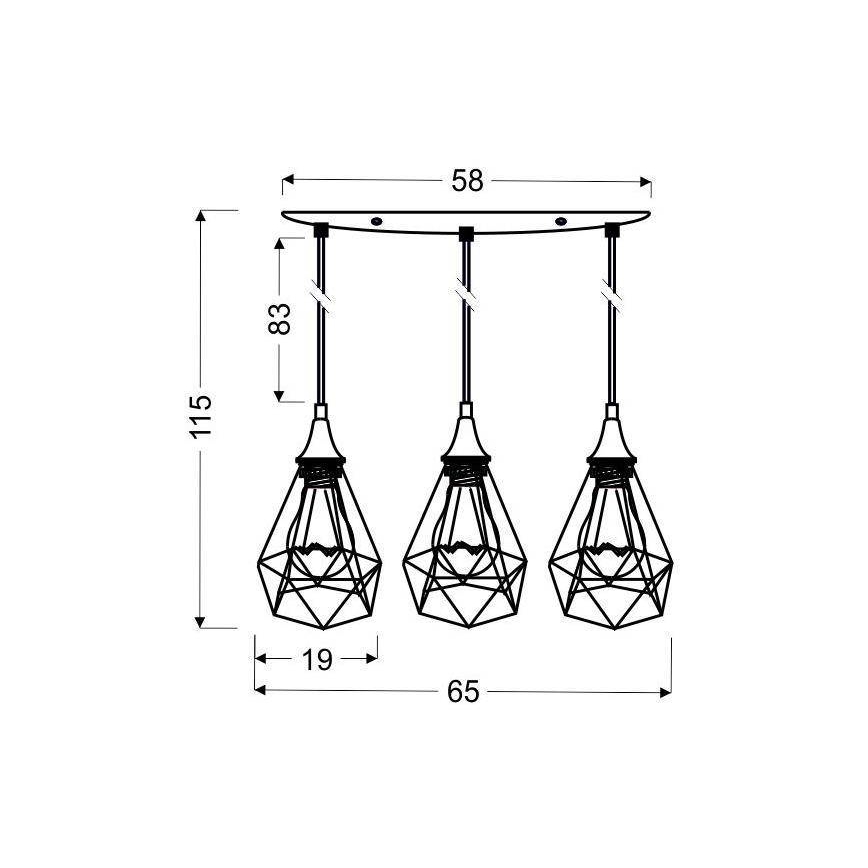 Luster na sajli GRAF 3xE27/60W/230V