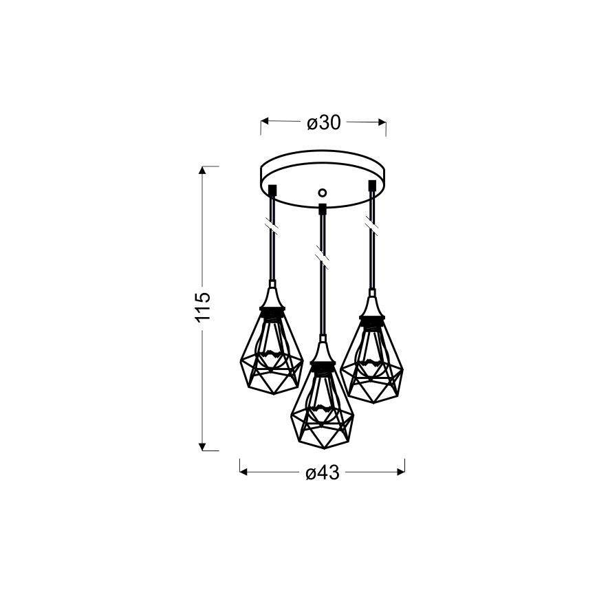 Luster na sajli GRAF 3xE27/60W/230V