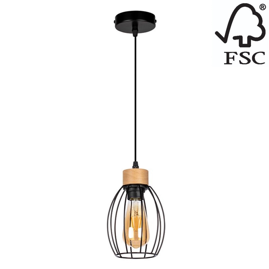 Luster na sajli GUNNAR 1xE27/60W/230V hrast – FSC certificirano