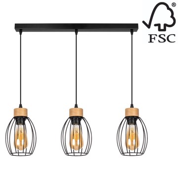 Luster na sajli GUNNAR 3xE27/60W/230V hrast – FSC certificirano