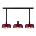 Luster na sajli HAKI 3xE27/60W/230V bordo/crna