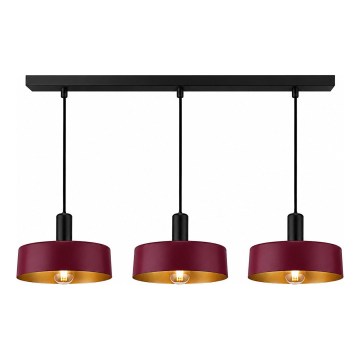 Luster na sajli HAKI 3xE27/60W/230V bordo/crna