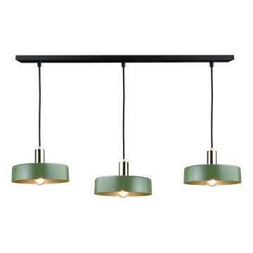 Luster na sajli HAKI 3xE27/60W/230V zelena/crna/sjajni krom