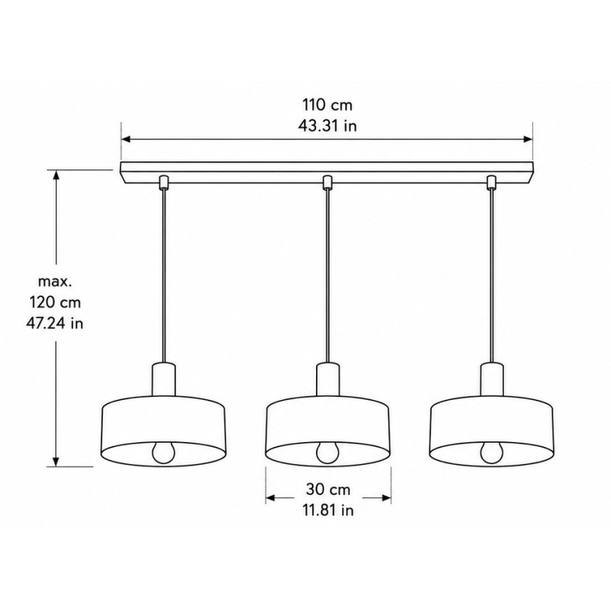 Luster na sajli HAKI 3xE27/60W/230V zlatna/crna