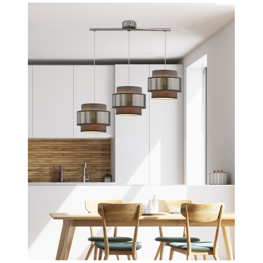 Luster na sajli HARE 3xE27/60W/230V siva/mat krom
