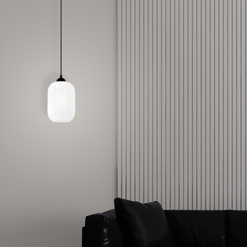 Luster na sajli HARMA 1xE27/15W/230V pr. 14 cm bijela/crna