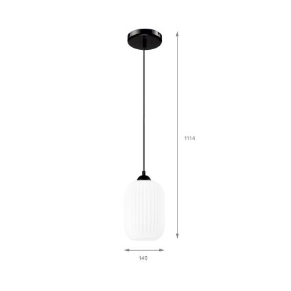 Luster na sajli HARMA 1xE27/15W/230V pr. 14 cm bijela/crna