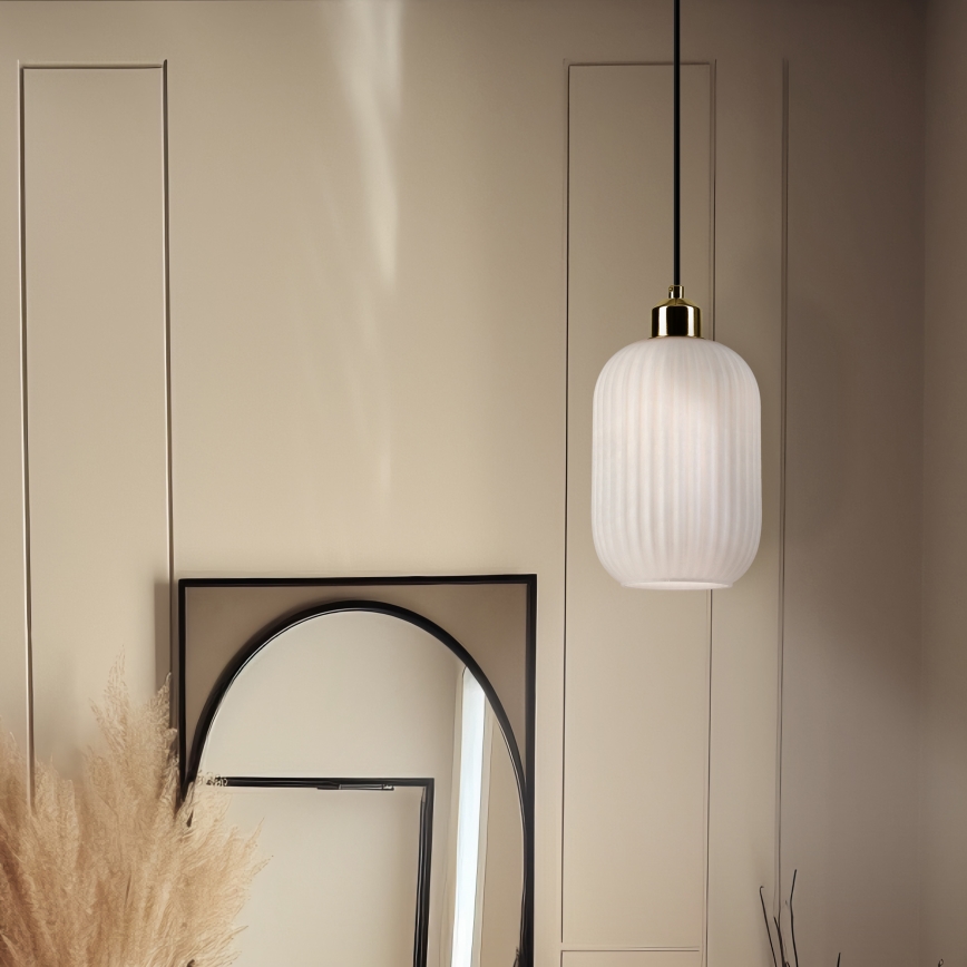 Luster na sajli HARMA 1xE27/15W/230V pr. 14 cm bijela/zlatna