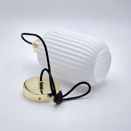 Luster na sajli HARMA 1xE27/15W/230V pr. 14 cm bijela/zlatna