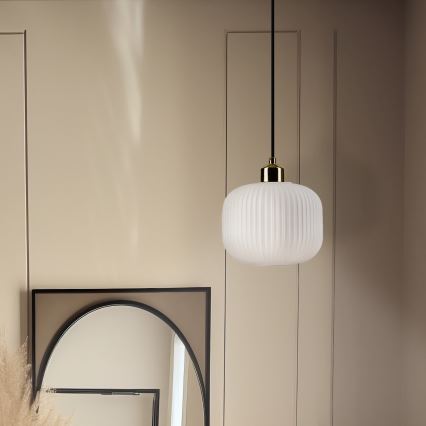 Luster na sajli HARMA 1xE27/15W/230V pr. 20 cm bijela/zlatna