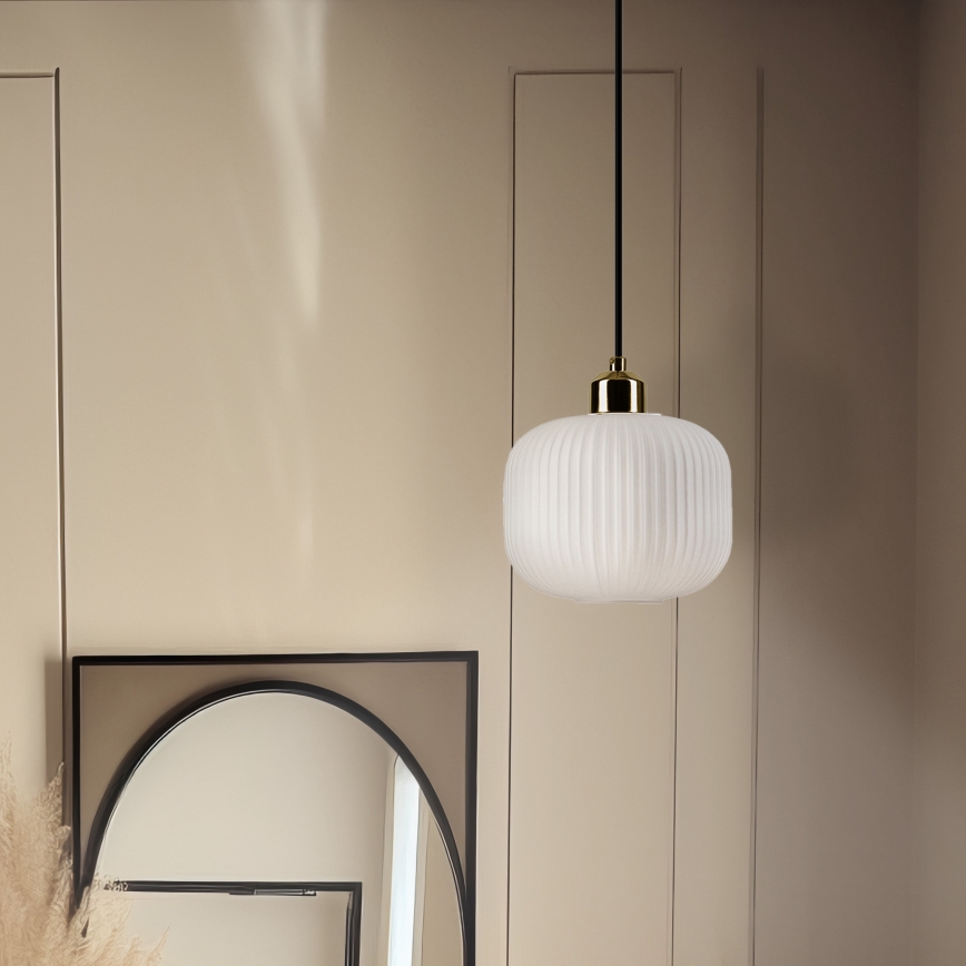 Luster na sajli HARMA 1xE27/15W/230V pr. 20 cm bijela/zlatna