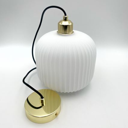 Luster na sajli HARMA 1xE27/15W/230V pr. 20 cm bijela/zlatna