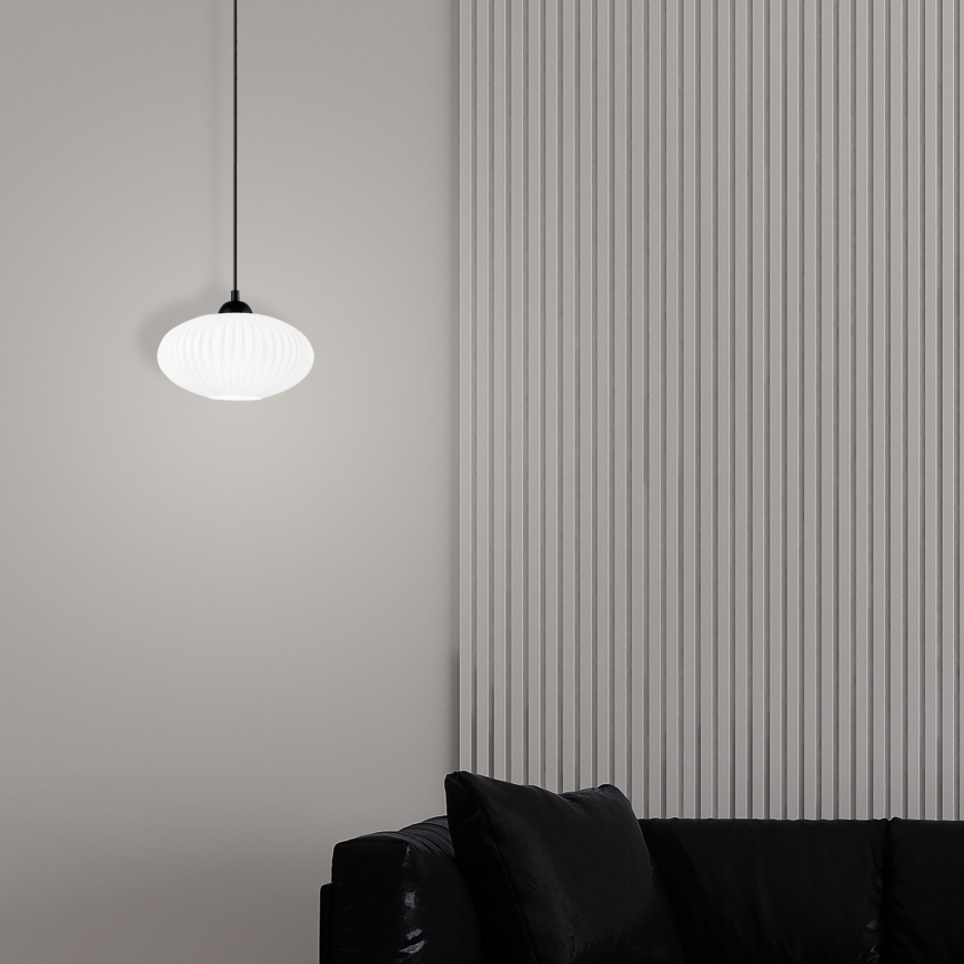 Luster na sajli HARMA 1xE27/15W/230V pr. 25 cm bijela/crna