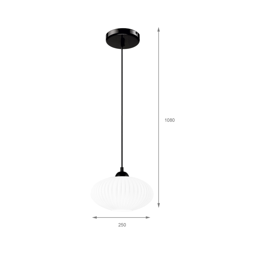 Luster na sajli HARMA 1xE27/15W/230V pr. 25 cm bijela/crna