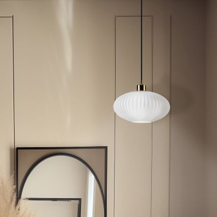 Luster na sajli HARMA 1xE27/15W/230V pr. 25 cm bijela/zlatna