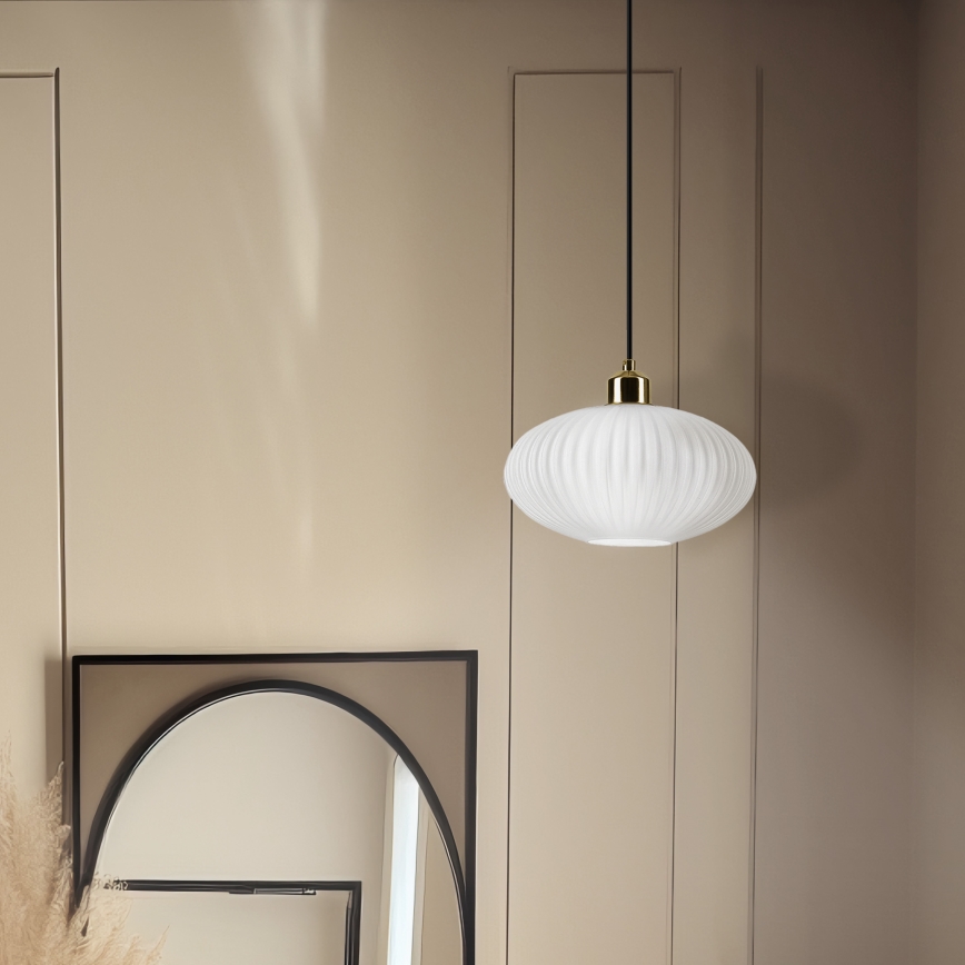 Luster na sajli HARMA 1xE27/15W/230V pr. 25 cm bijela/zlatna