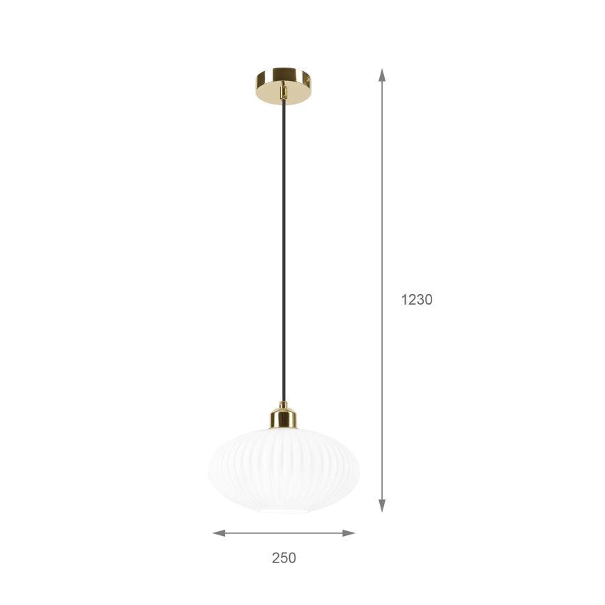 Luster na sajli HARMA 1xE27/15W/230V pr. 25 cm bijela/zlatna