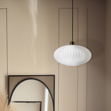 Luster na sajli HARMA 1xE27/15W/230V pr. 30 cm bijela/zlatna