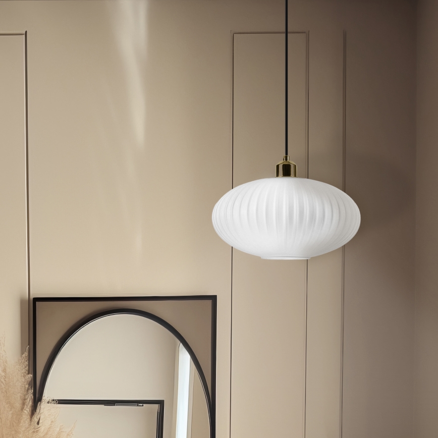 Luster na sajli HARMA 1xE27/15W/230V pr. 30 cm bijela/zlatna