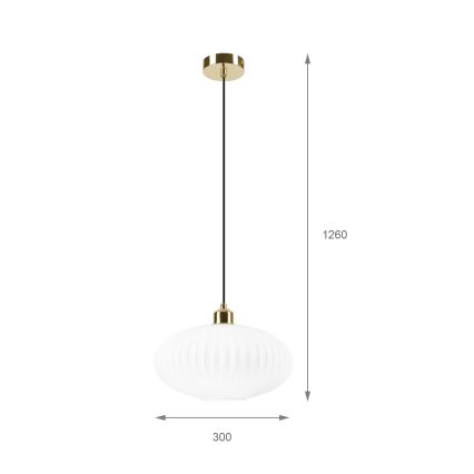 Luster na sajli HARMA 1xE27/15W/230V pr. 30 cm bijela/zlatna