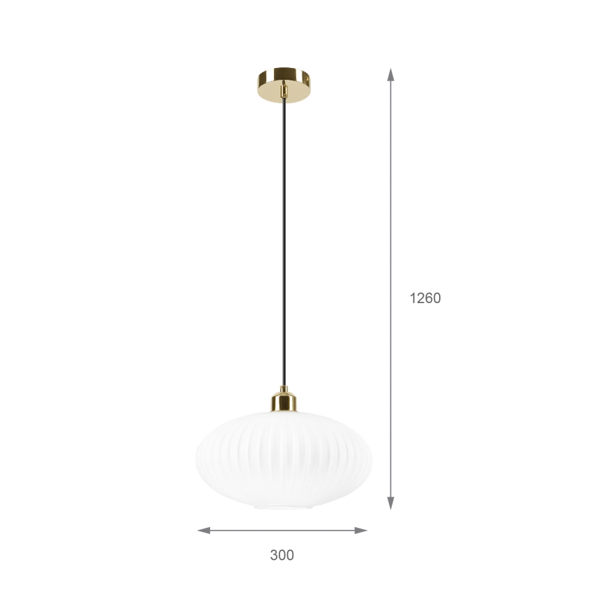 Luster na sajli HARMA 1xE27/15W/230V pr. 30 cm bijela/zlatna
