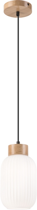 Luster na sajli HARMONY 1xE27/15W/230V pr. 14 cm bijela/hrast