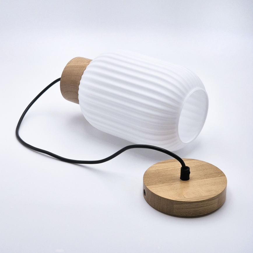 Luster na sajli HARMONY 1xE27/15W/230V pr. 14 cm bijela/hrast