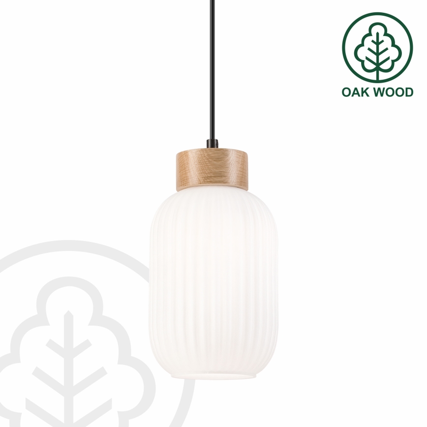 Luster na sajli HARMONY 1xE27/15W/230V pr. 14 cm bijela/hrast