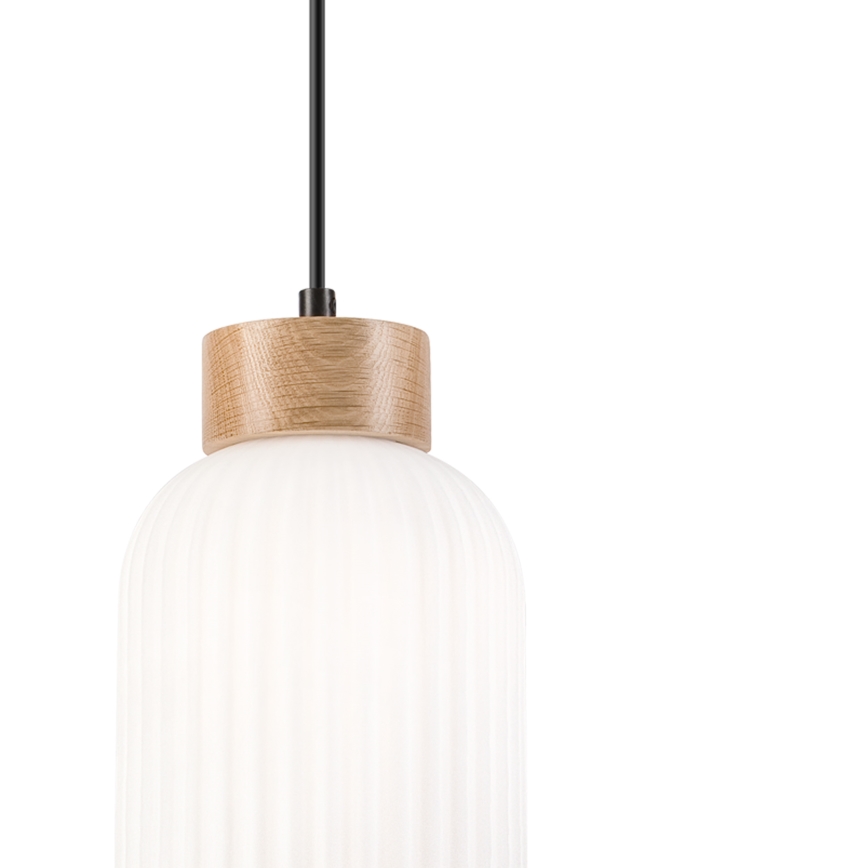 Luster na sajli HARMONY 1xE27/15W/230V pr. 14 cm bijela/hrast