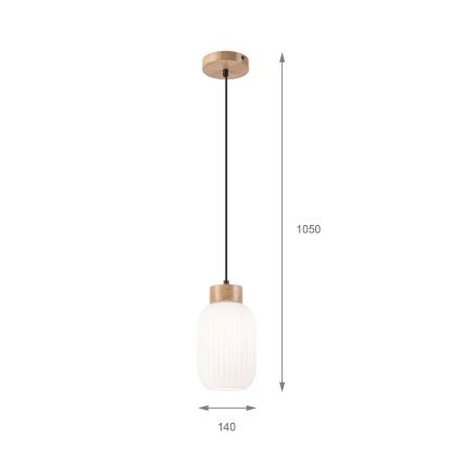 Luster na sajli HARMONY 1xE27/15W/230V pr. 14 cm bijela/hrast