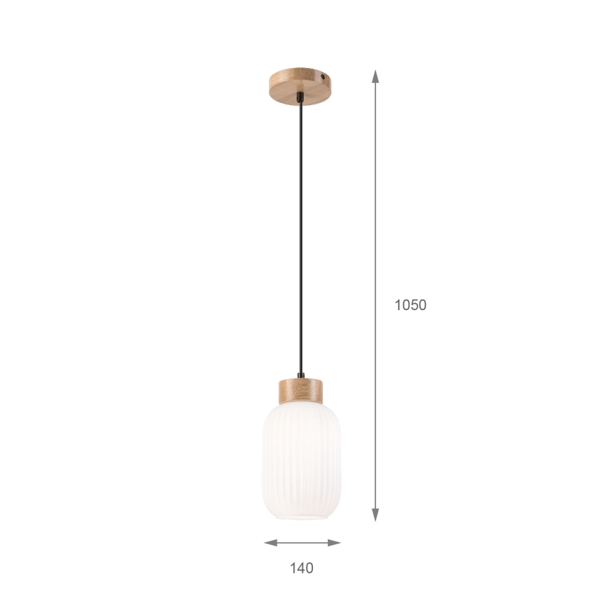 Luster na sajli HARMONY 1xE27/15W/230V pr. 14 cm bijela/hrast