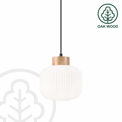 Luster na sajli HARMONY 1xE27/15W/230V pr. 20 cm bijela/hrast