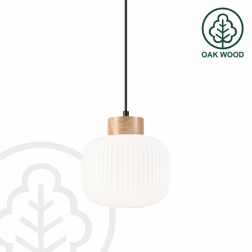Luster na sajli HARMONY 1xE27/15W/230V pr. 20 cm bijela/hrast