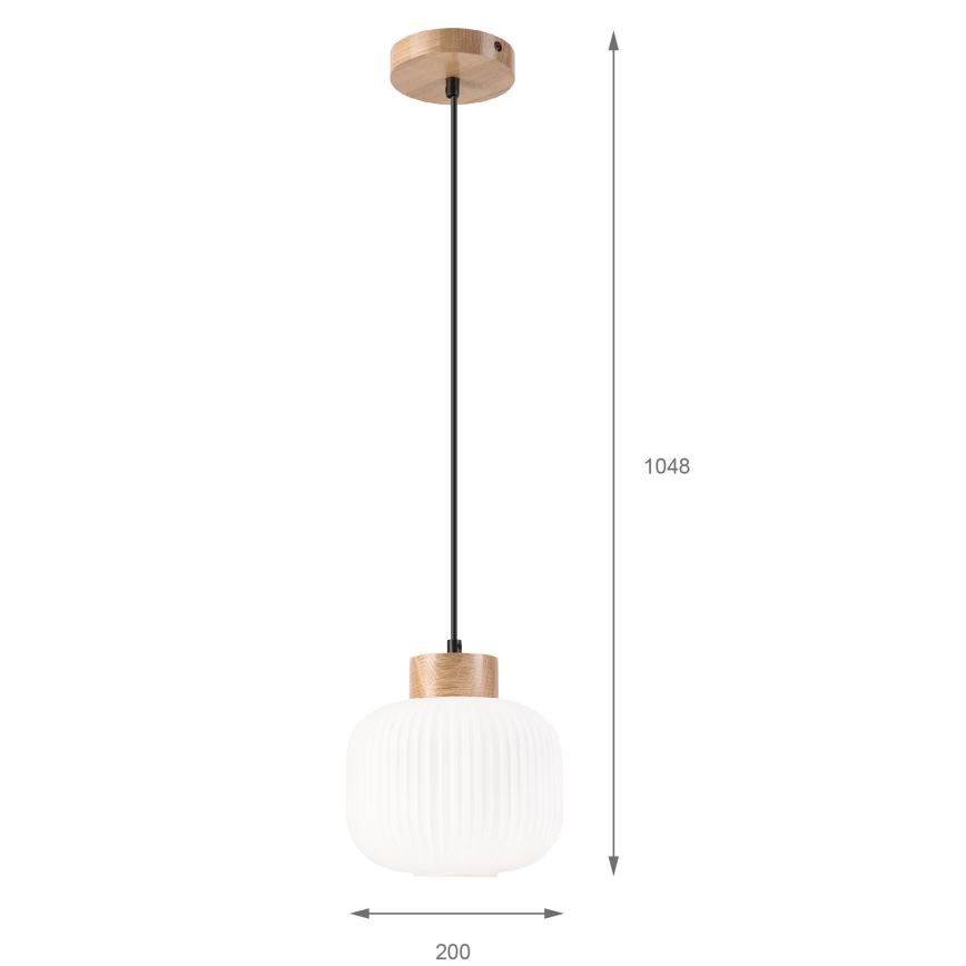 Luster na sajli HARMONY 1xE27/15W/230V pr. 20 cm bijela/hrast